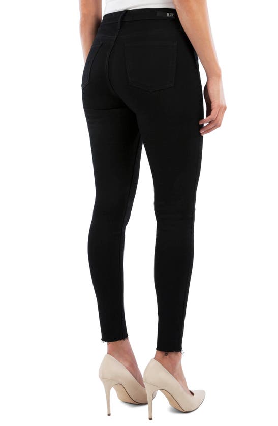 Kut From The Kloth Donna High Waist Fray Hem Ankle Skinny Jeans In Black