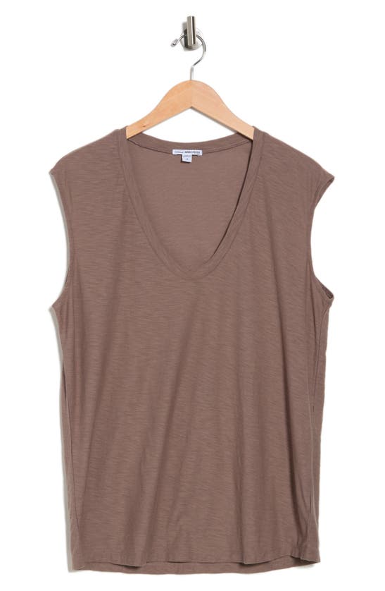 James Perse Sheer Scoop Neck Tank Top In Hazel