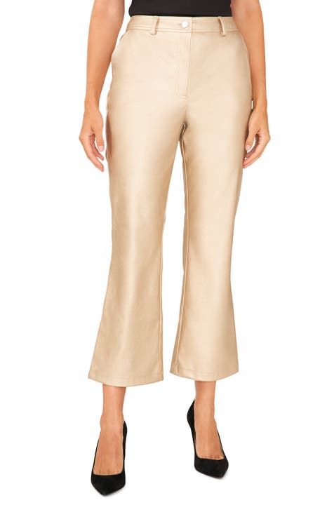 Faux Leather Ankle Kick Flare Pants