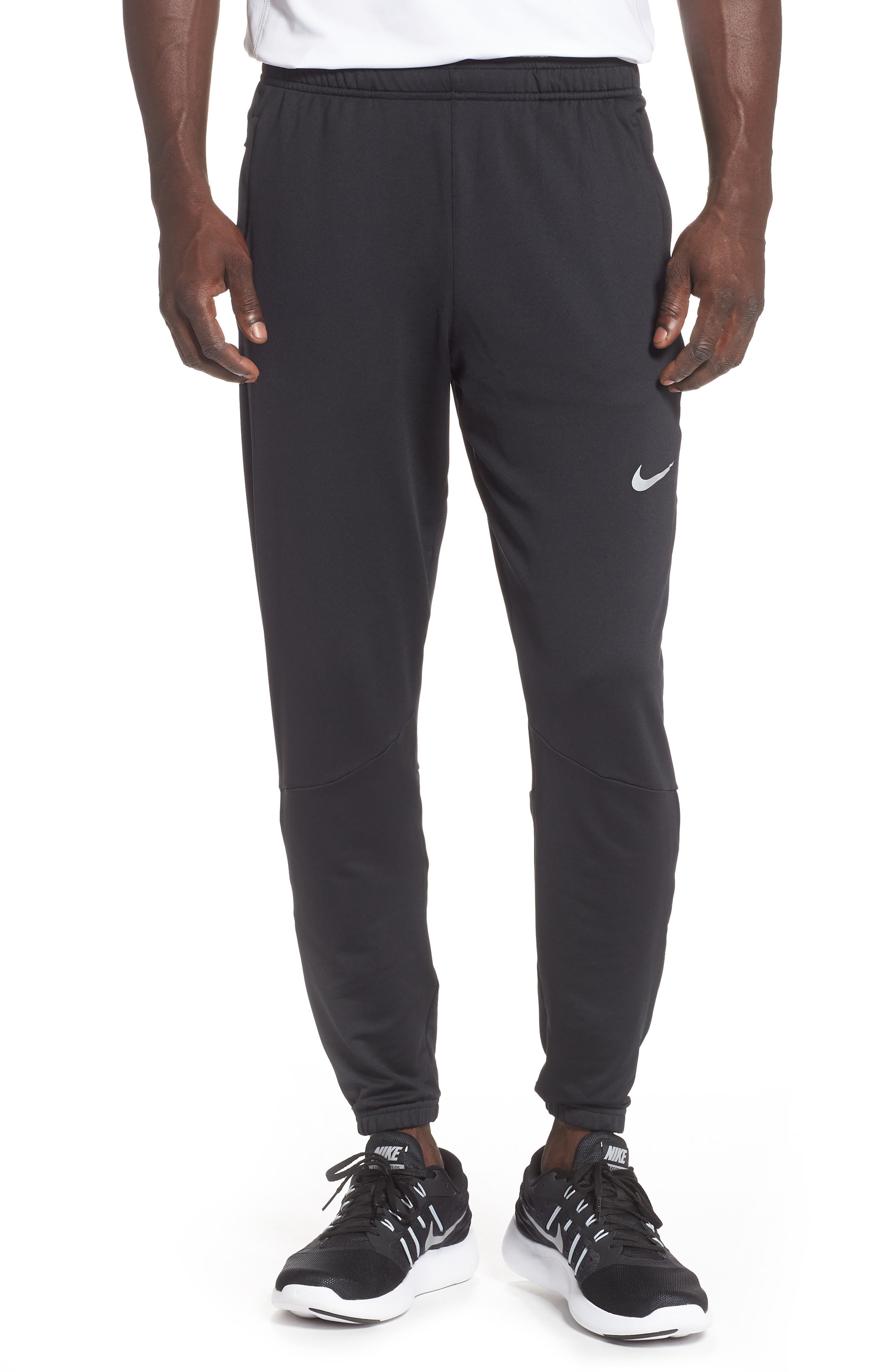 nike running essential knit joggers in black