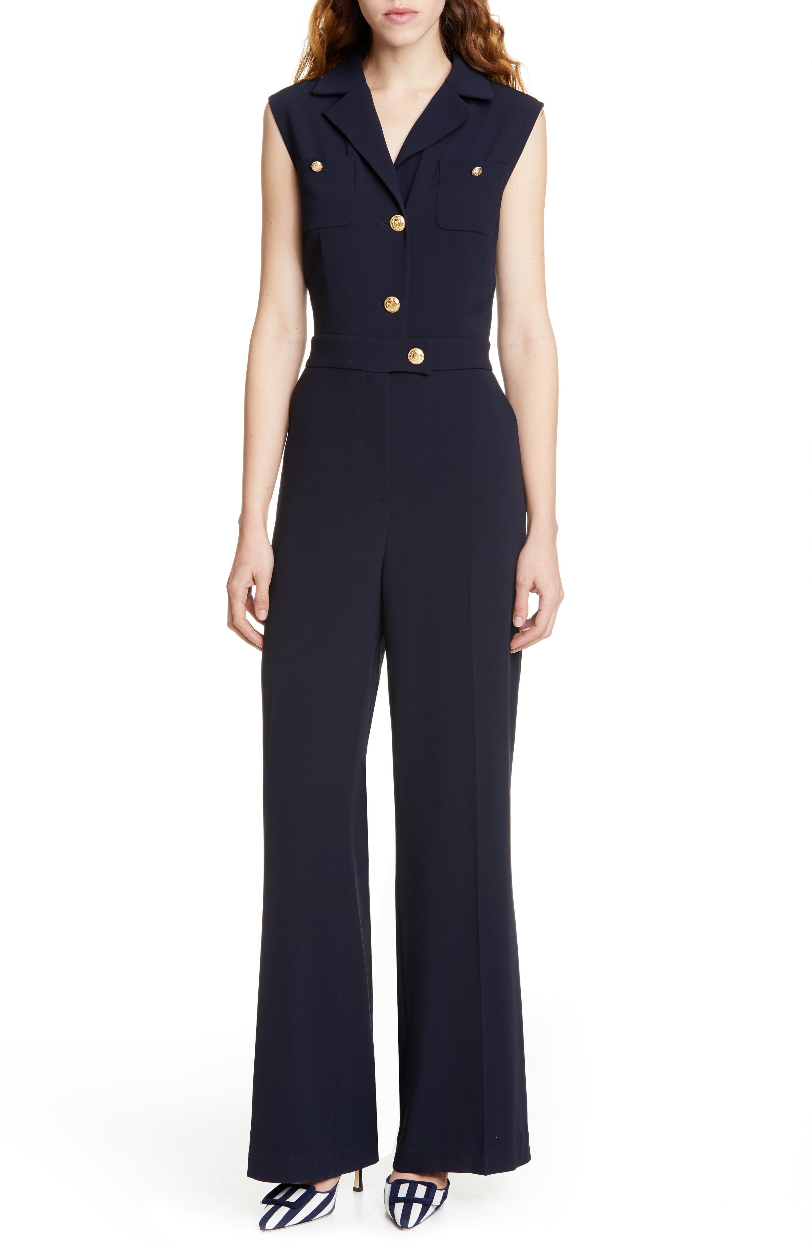 Judith & Charles Kauai Button Front Jumpsuit, Blue