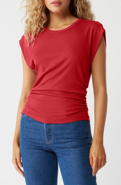 Shop Michael Stars Joni Power Shoulder Rib Top In Cherry