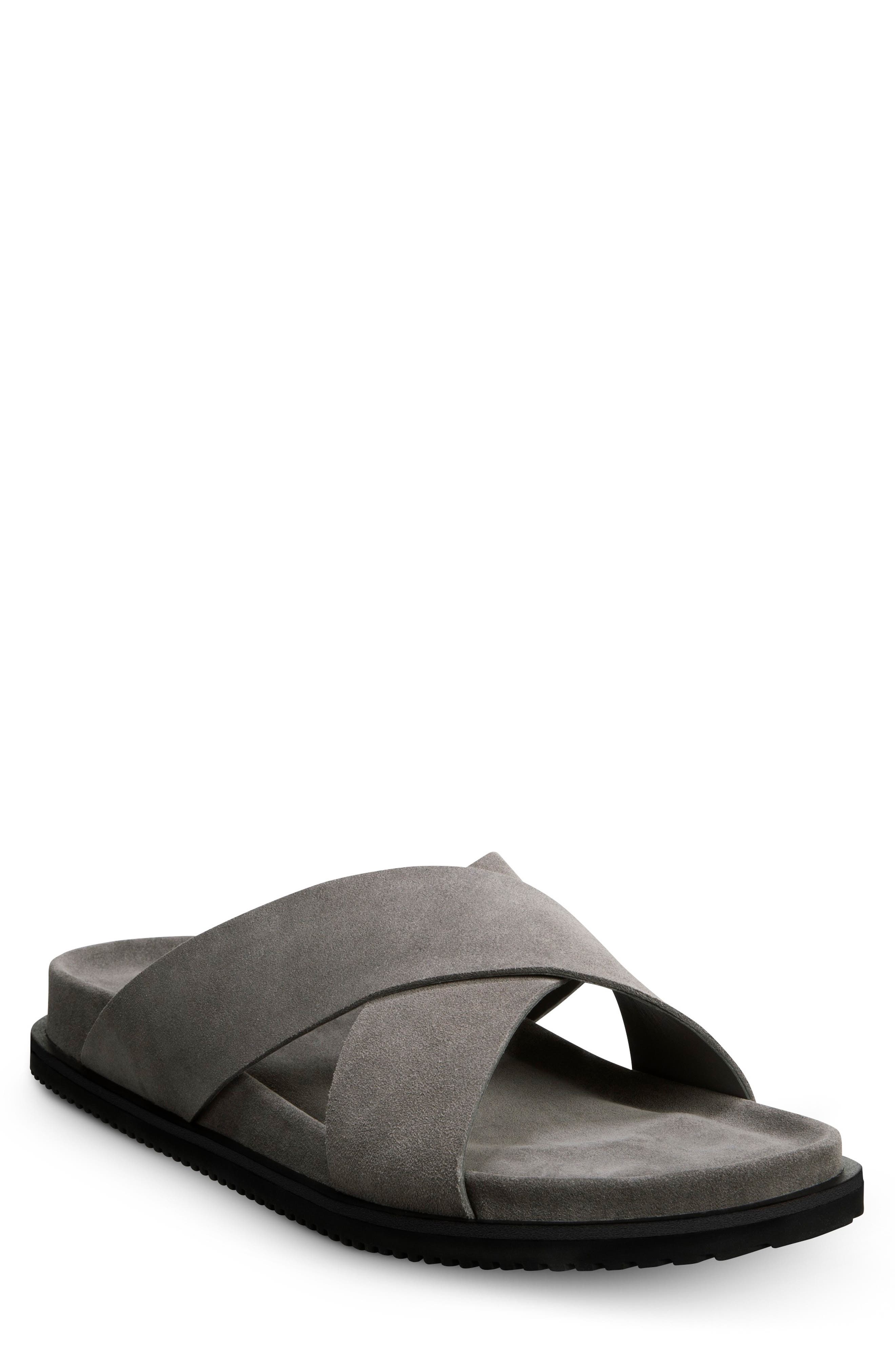 Mens Shoes Sandals Black Loewe Leather Criss Cross Jacquard Sandals in Grey for Men slides and flip flops Leather sandals 
