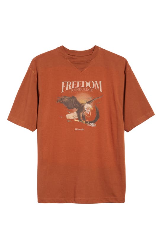 Ahluwalia Freedom To Indulge Oversize Graphic Tee In Brown