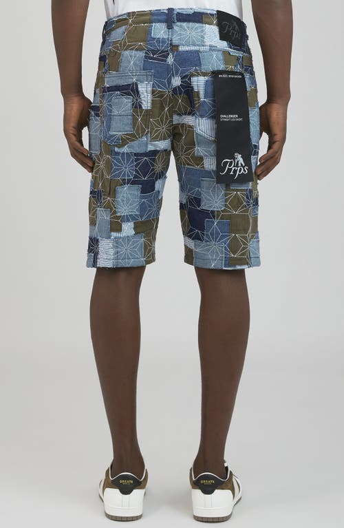Shop Prps Hitachi Patchwork Denim Shorts In Indigo