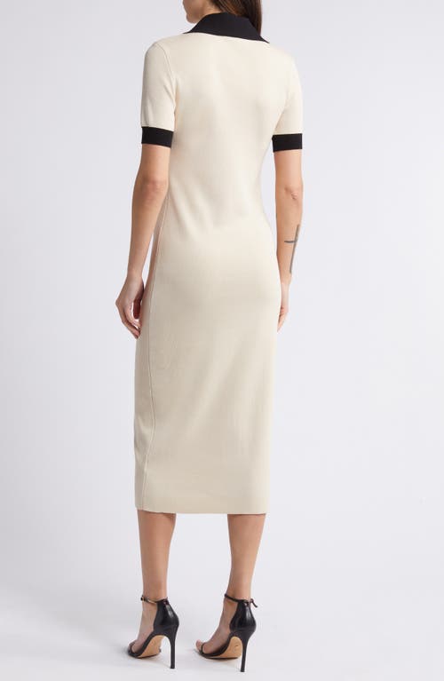 Shop Zoe And Claire Collared Button Front Sweater Dress In Cream