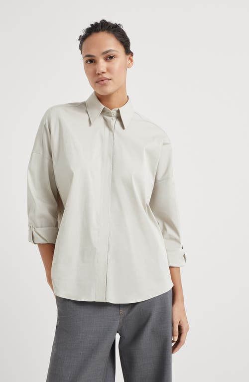 Shop Brunello Cucinelli Poplin Shirt In Oat