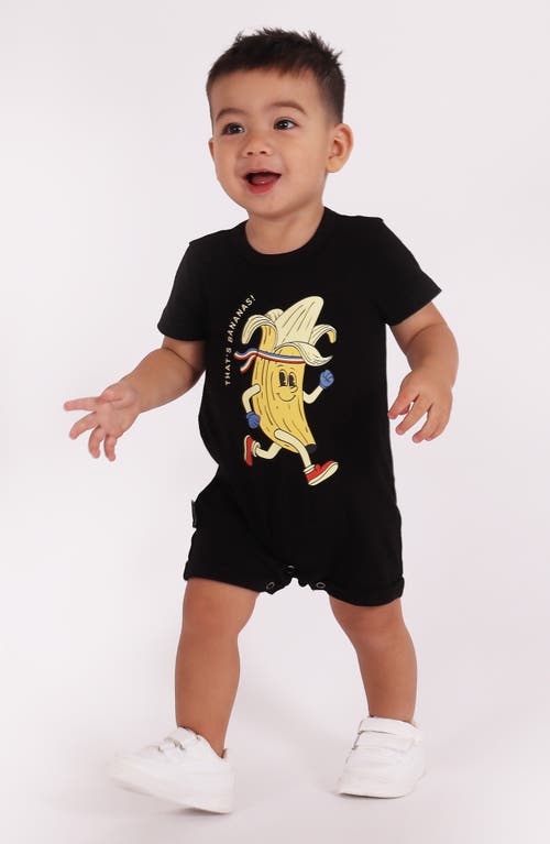 Shop Tiny Tribe That's Bananas Cotton Graphic Romper In Black