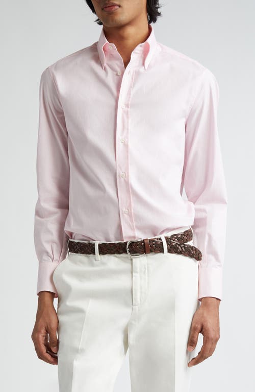 Brunello Cucinelli Classic Fit Cotton Twill Button-Down Shirt C225 Fenicottero at Nordstrom,