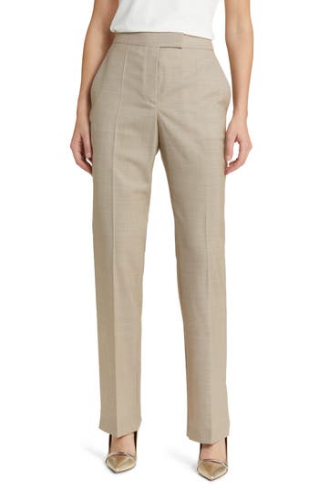 Hugo Boss Boss Teana Virgin Wool Trousers In Neutral