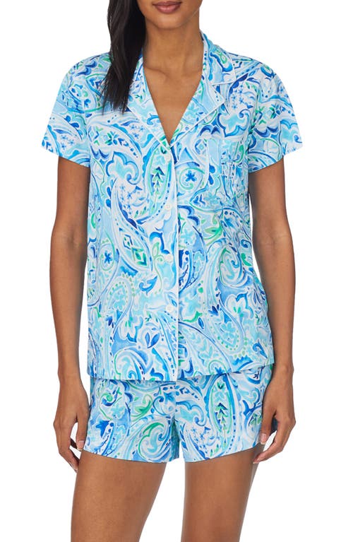 Lauren Ralph Lauren Cotton Short Pajamas in Blue Pais