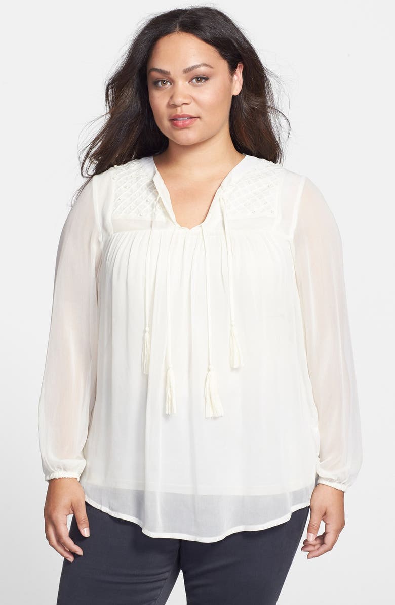 Lucky Brand Ivory Tassel Top (Plus Size) | Nordstrom