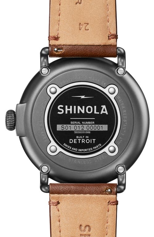 Shinola Runwell Leather Strap Watch, 47mm In Brown Oak Camo