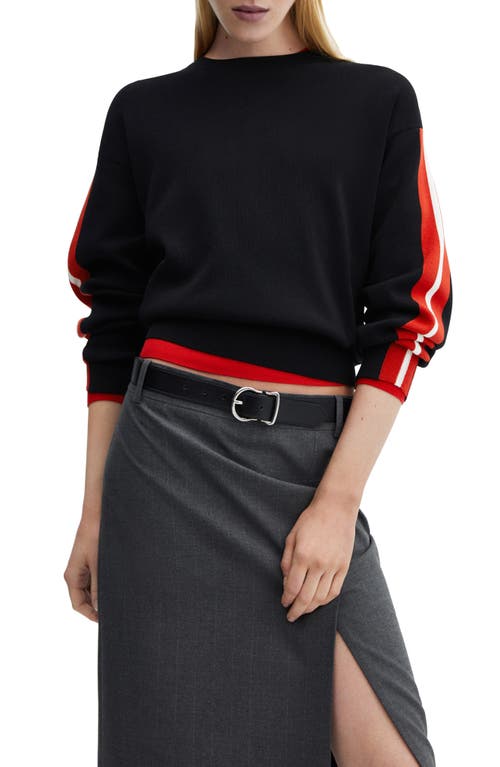 MANGO Stripe Sleeve Sweater Red at Nordstrom,