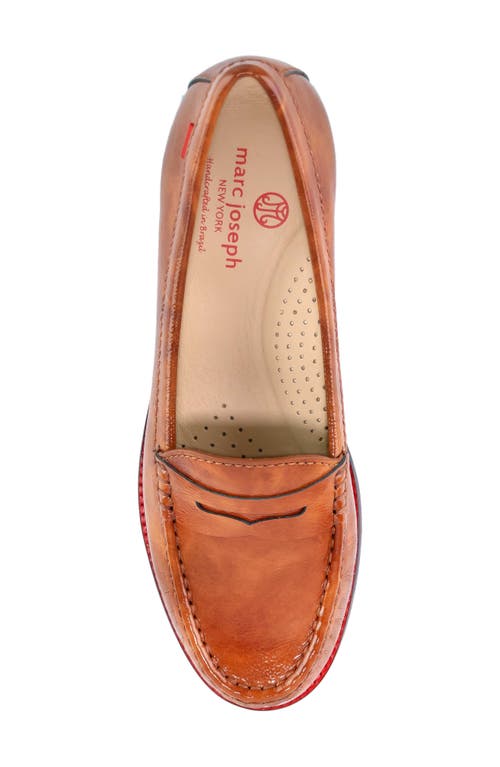 Shop Marc Joseph New York East Village Penny Loafer In Cognac Stained Patent