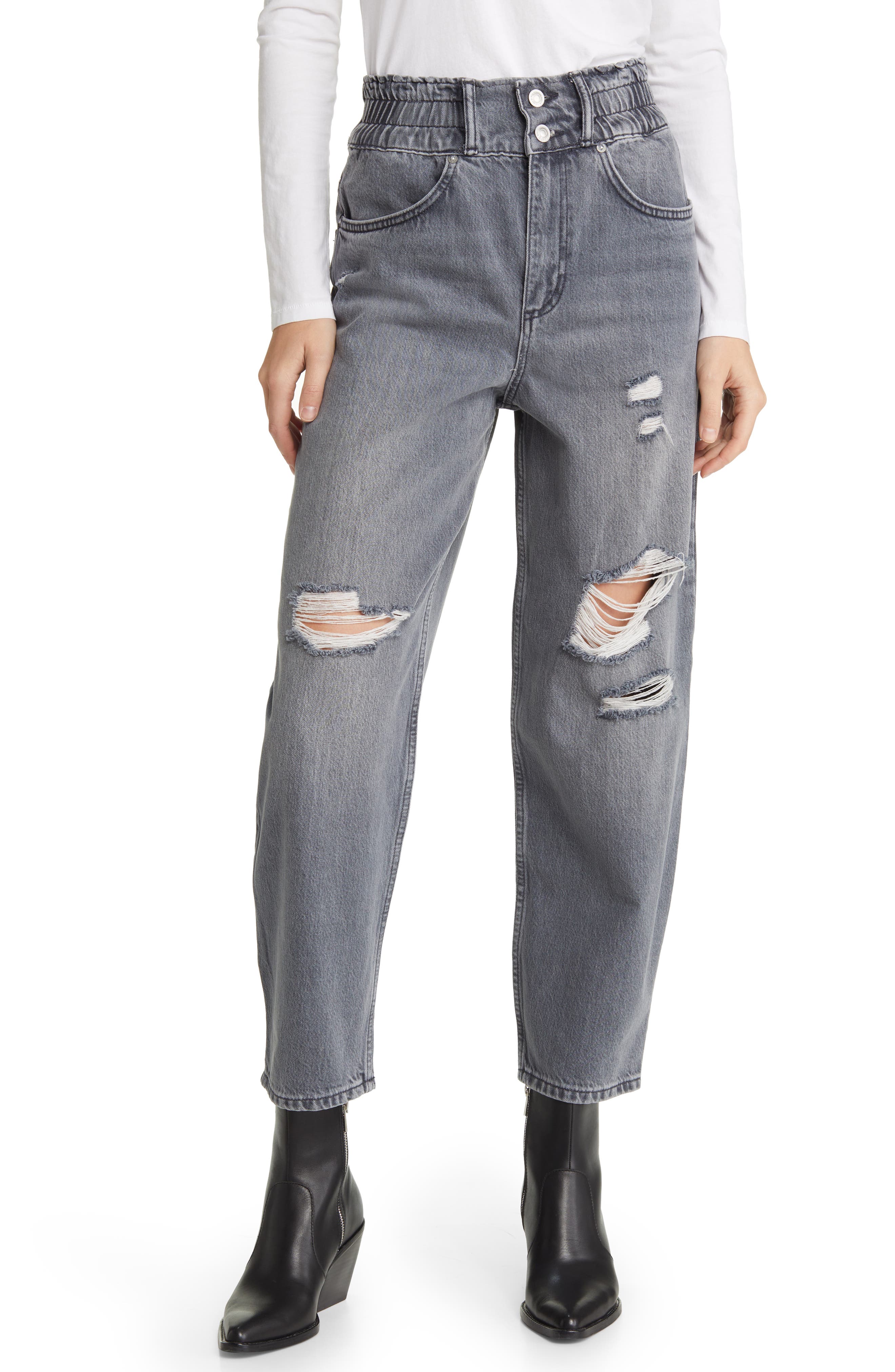 gray ripped jeans