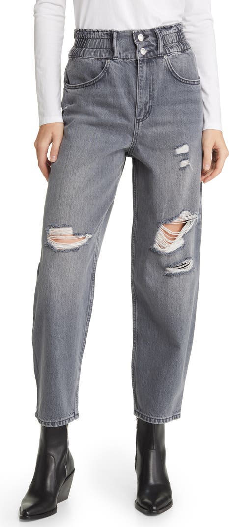 Hailey High Waist Destroy Crop Straight Leg Jeans