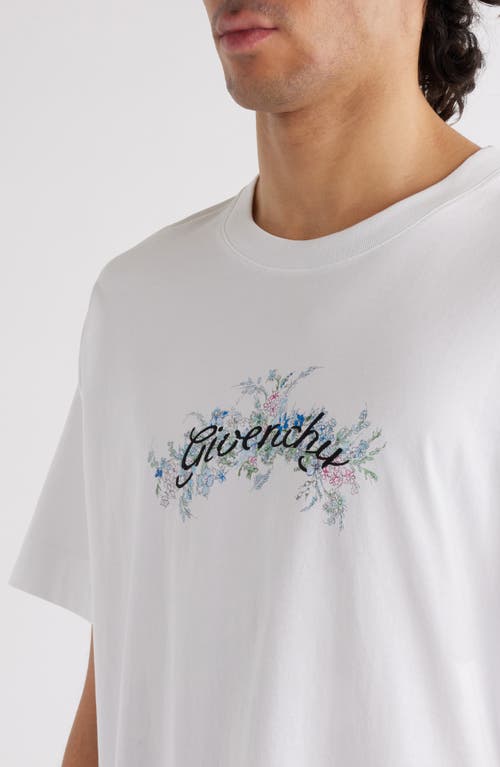 Shop Givenchy Floral Logo Graphic T-shirt In White