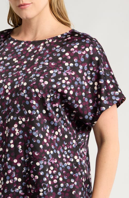 Shop Anne Klein Polka Dot Short Sleeve Top In Anne Black/deep Plum Multi