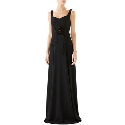 Gucci Bow Embellished A-Line Gown, Black
