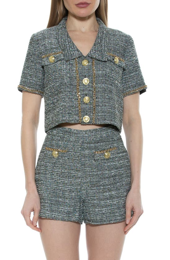 Alexia Admor Justina Tweed High Waist Shorts In Black Tweed