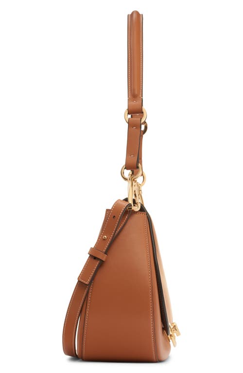 Shop Valentino Garavani Small Vlogo Leather Saddle Shoulder Bag In Almond Beige