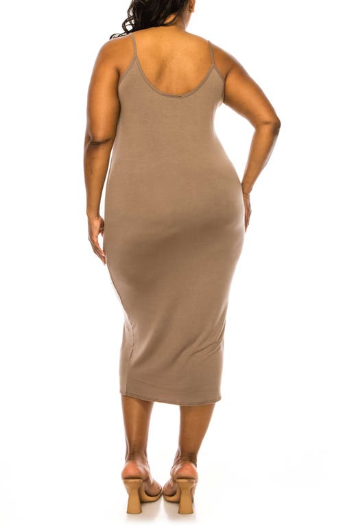 L I V D Jennie Stretch Midi Body-con Dress In Mocha