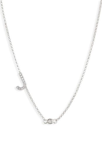 Meshmerise Bezel Diamond Initial Chain Necklace In Metallic