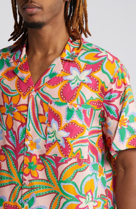 Shop Native Youth Botanical Camp Shirt In Pink Floral
