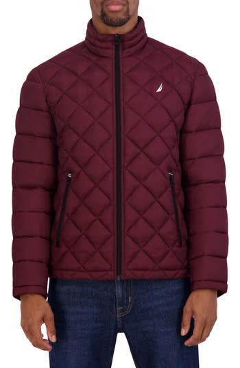 Nautica Featherweight Quilted Puffer Jacket In Bold Burgundy