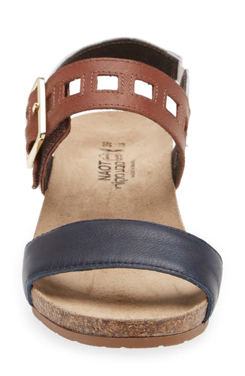 Shop Naot Dynasty Wedge Sandal In Ink/soft Chestnut/white