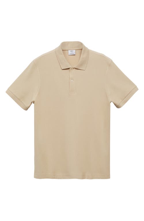 Shop Mango Relaxed Cotton Piqué Knit Polo In Beige