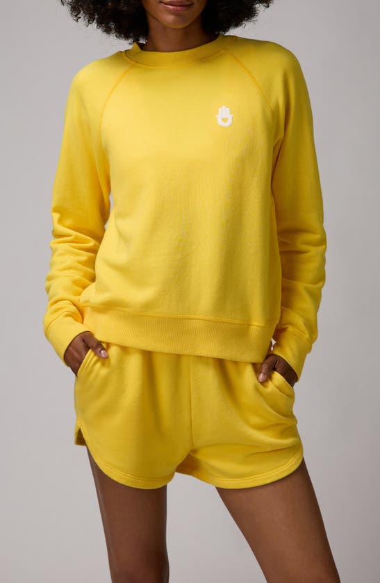 Shop Spiritual Gangster Hamsa Forever Cotton & Modal Sweatshirt In Sunflower