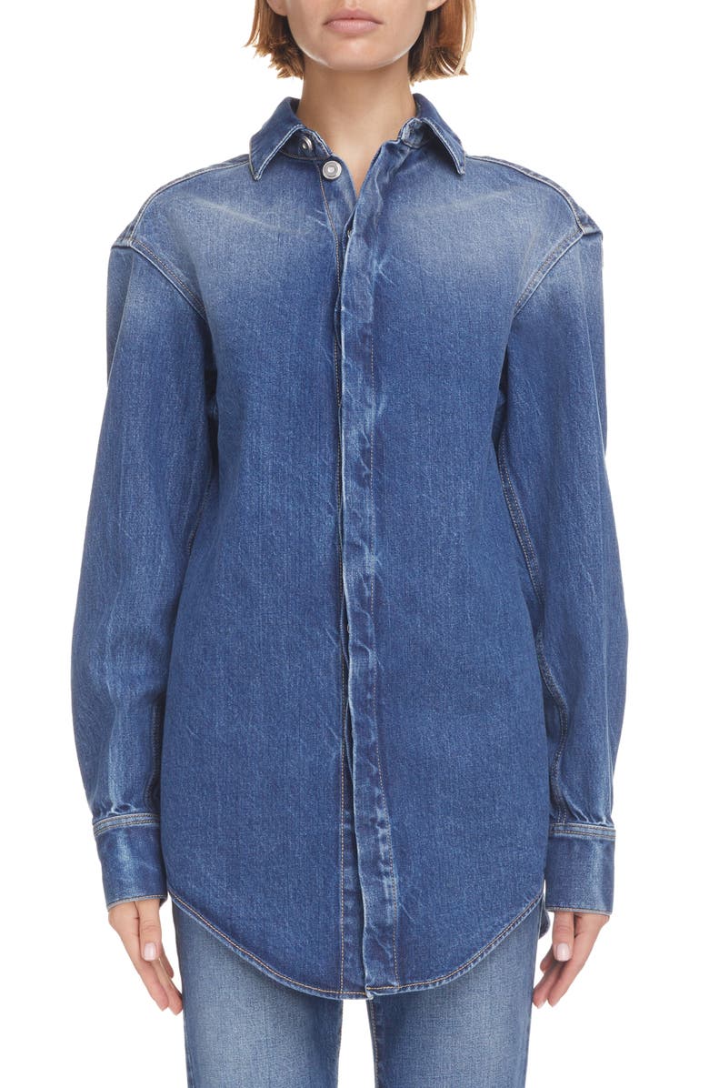 Current Elliot Denim Shirt Jacket Shacket Distressed Blue Medium/2