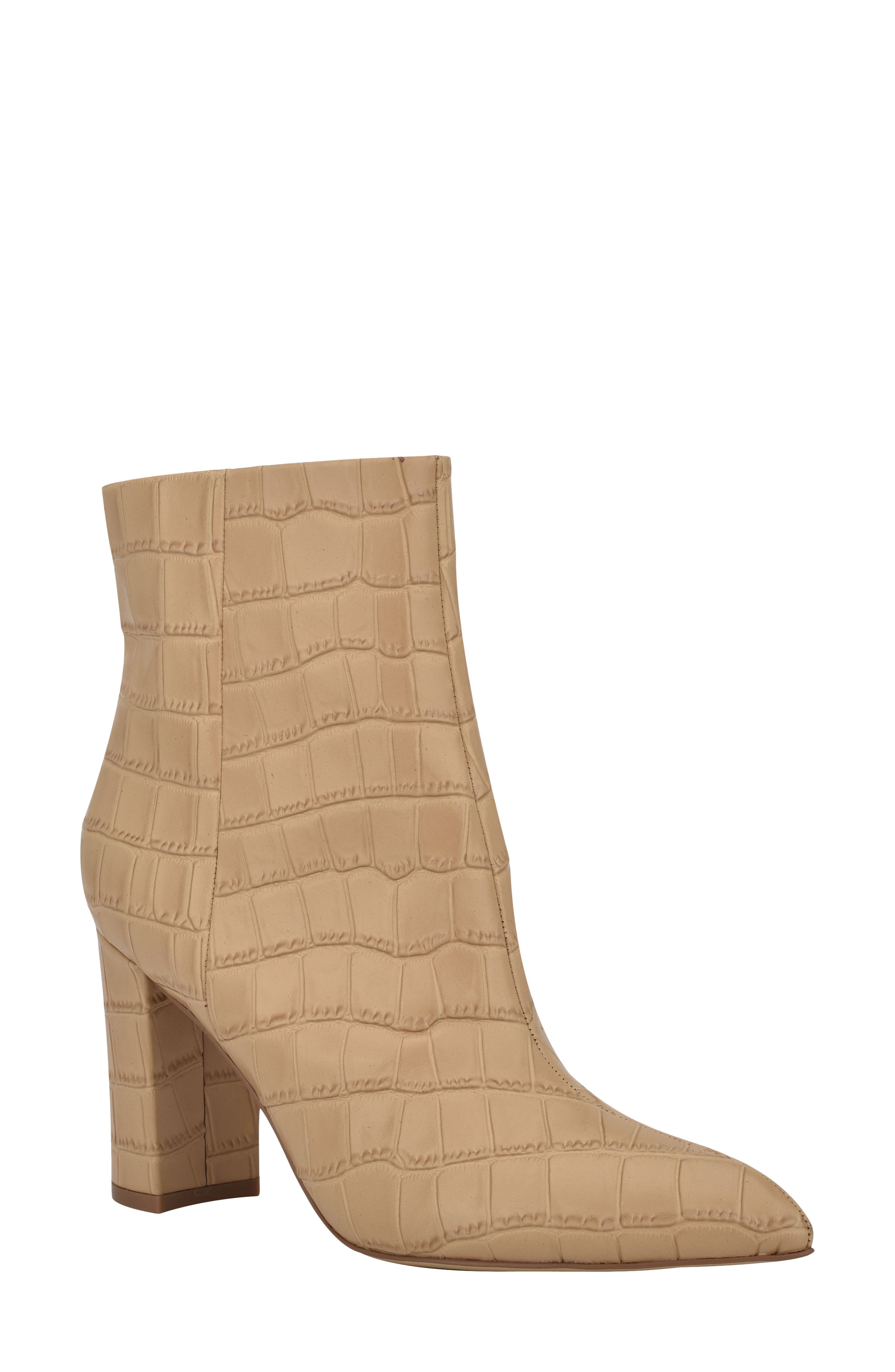 Marc Fisher Ltd Ulani Embossed Pointed Bootie In Medium Natural Leather
