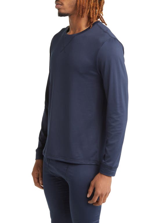 Rainforest Waffle Knit Long Sleeve Henley Pajama Top In Navy