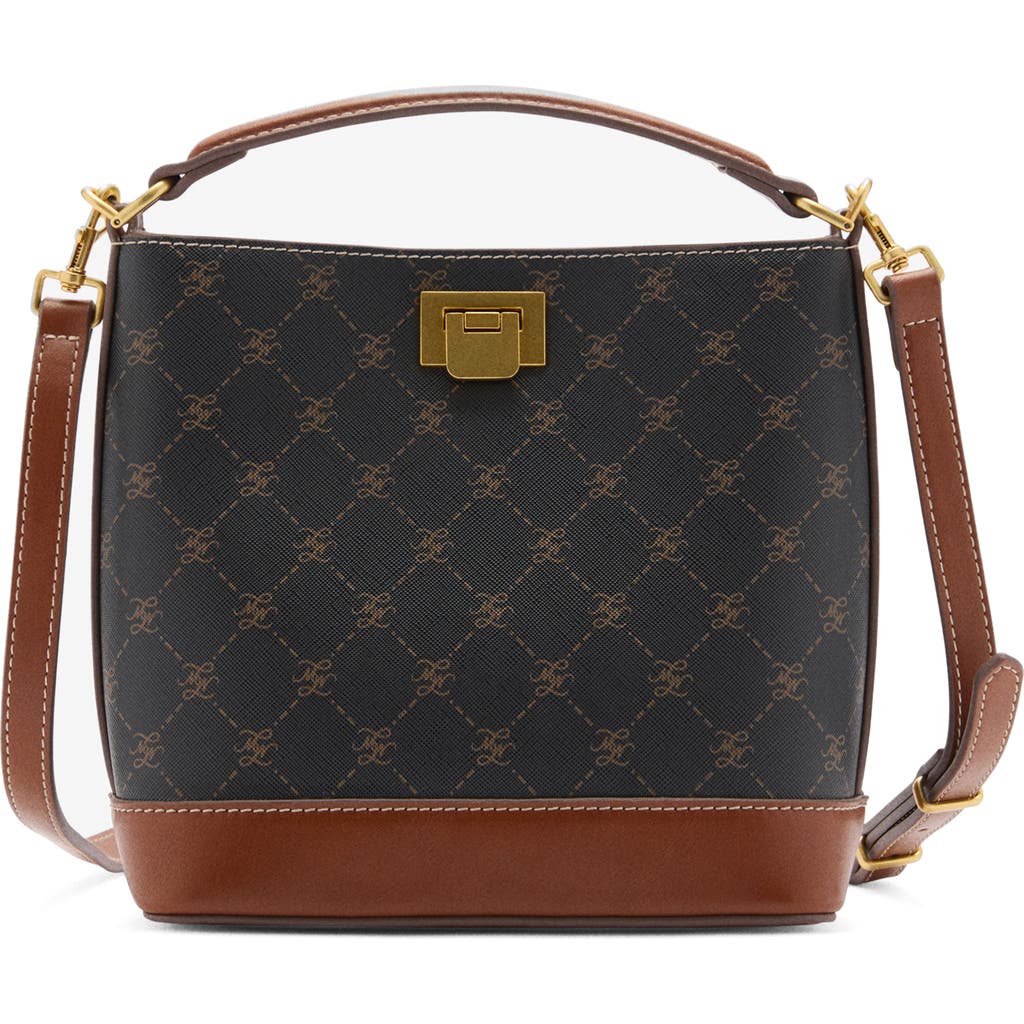 Mango Mini Logo Monogram Top Handle Bag In Brown