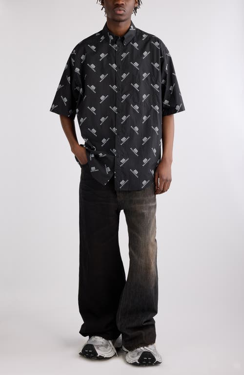 Balenciaga Boxy Short-sleeved Bb Shirt In 1070 Black/white
