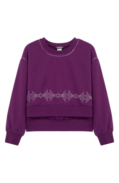 Truce Kids' Embellished Stretch Cotton Sweatshirt in Plum at Nordstrom, Size 14
