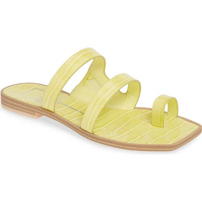 Dolce Vita Isla 3 Croc Textured Slide Sandal- Yellow