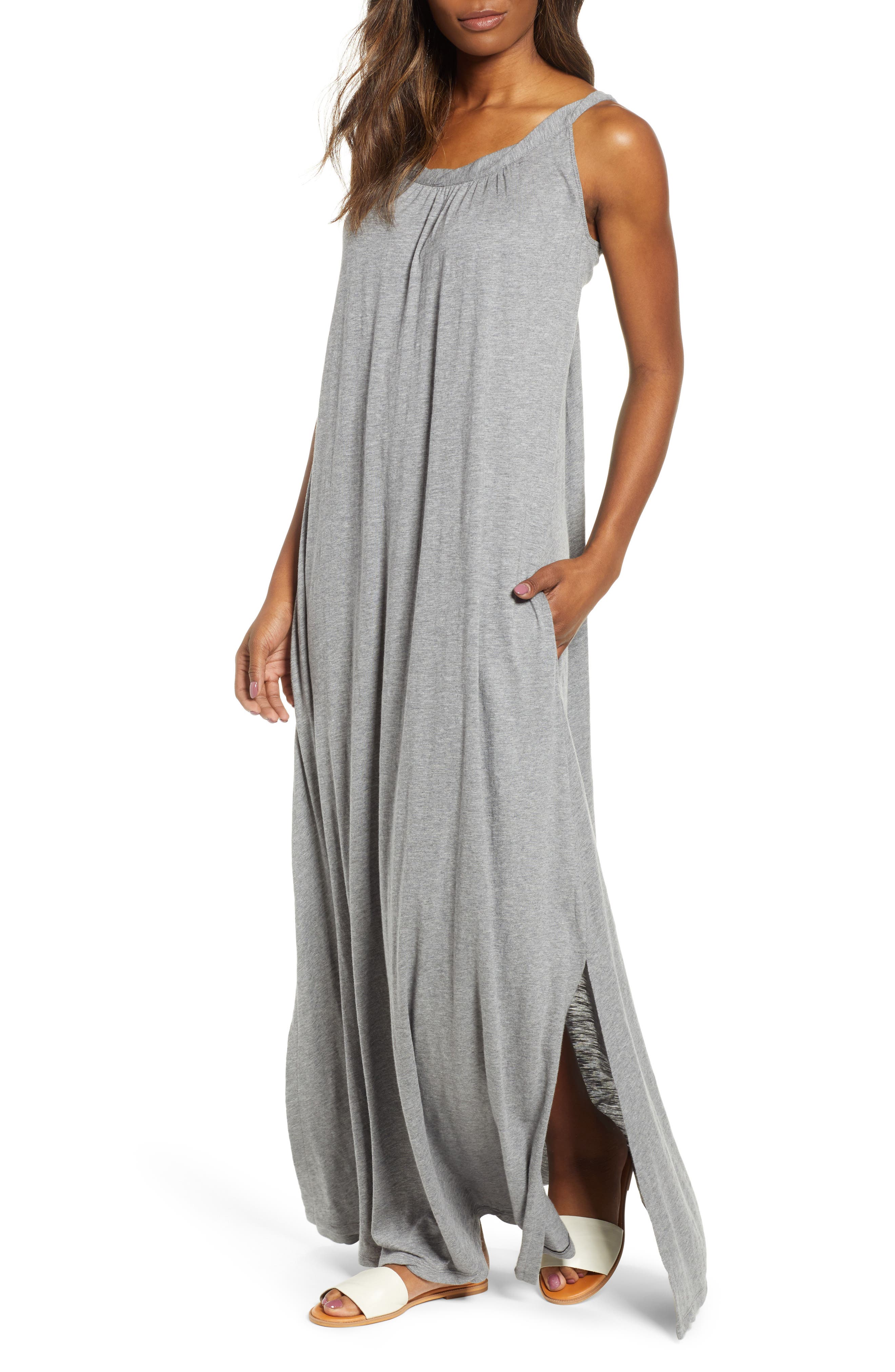 Caslon Twist Neck Maxi Dress, Grey