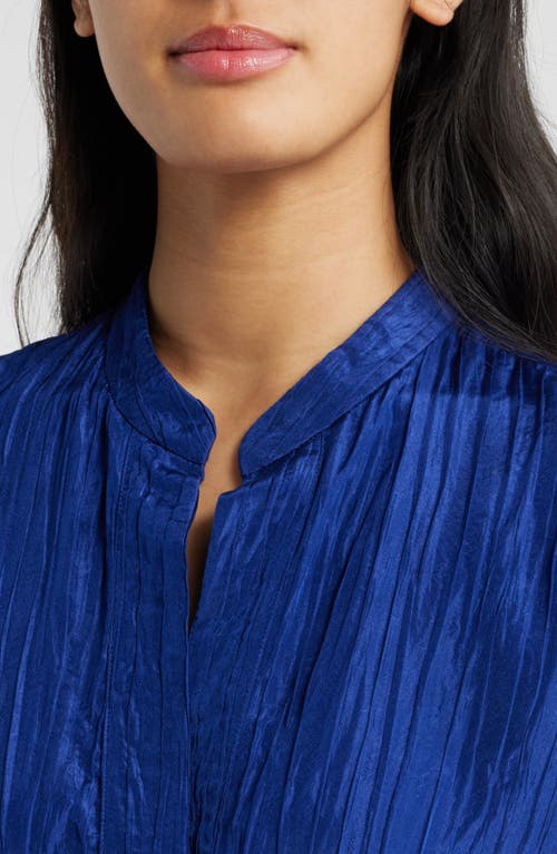 Eileen Fisher Mandarin Collar Textured Stretch Silk Tunic In Infinity