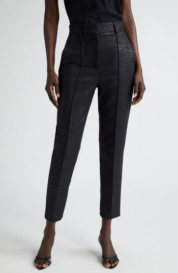 Metallic Twill Pintuck Ankle Pants