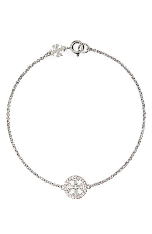 Shop Tory Burch Miller Pavé Charm Bracelet In Tory Silver/crystal