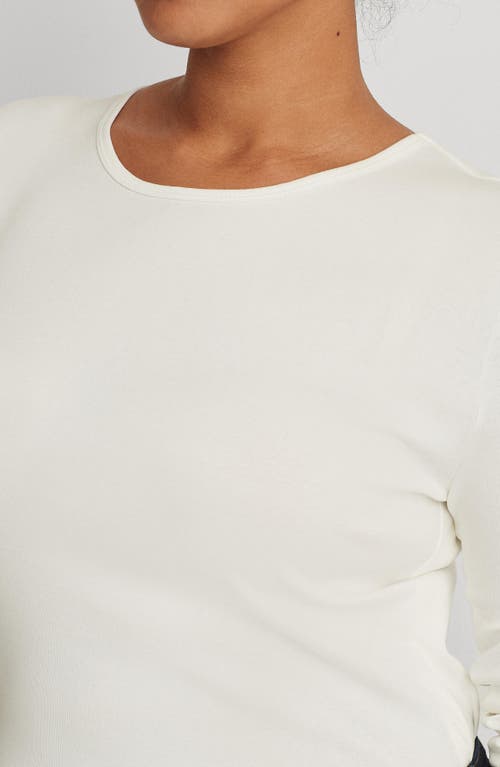 Shop Lauren Ralph Lauren Long Sleeve Stretch Cotton Tee In White