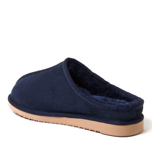 Shop Dearfoams Fireside Grafton Genuine Shearling Clog Slipper In Navy