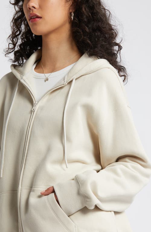 Shop Bp. Oversize Zip Fleece Hoodie In Beige Pumice