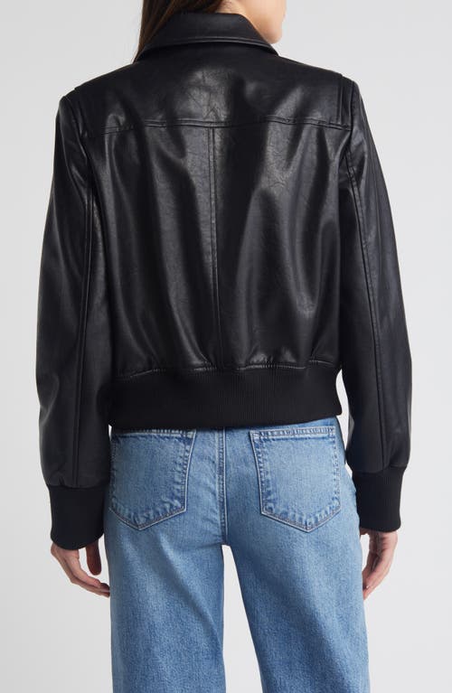 Shop Sam Edelman Flap Pocket Faux Leather Bomber Jacket In Black