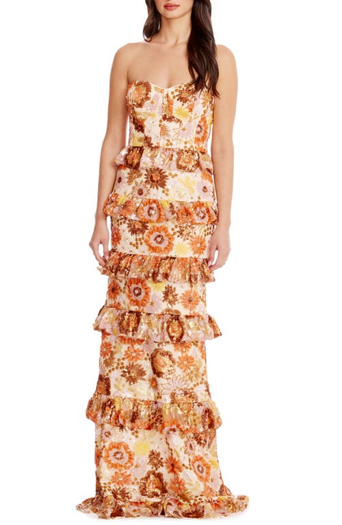 Dress the Population Siriana Strapless Gown Amber Multi at Nordstrom,