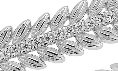 Chloe & Madison Chloe And Madison Silver Cz Feather Bangle Bracelet In Silver